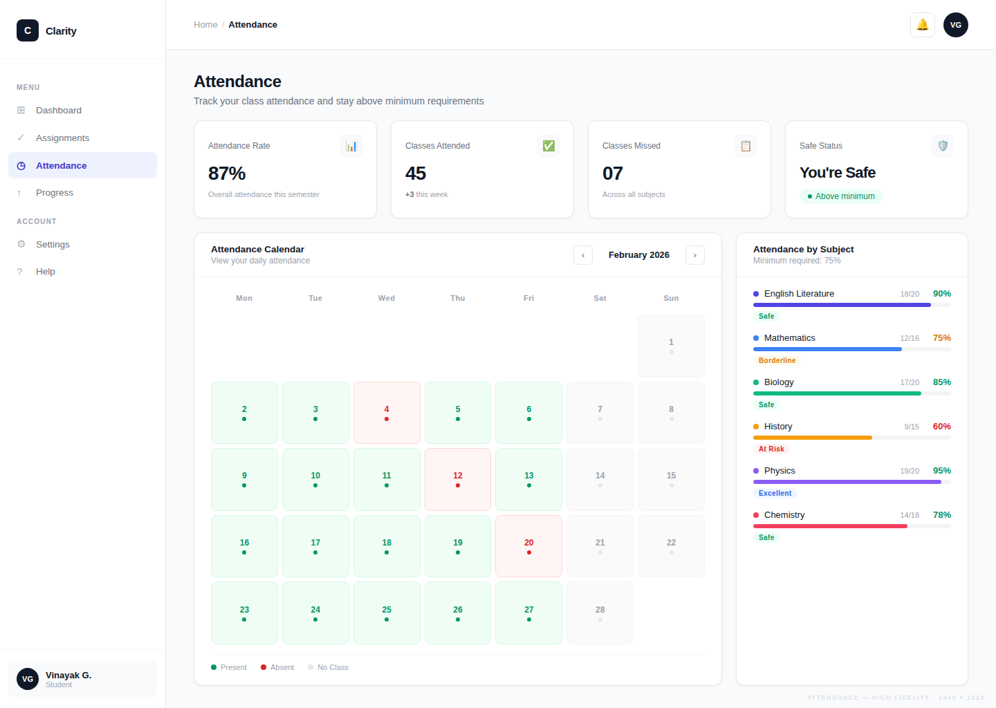Clarity Attendance Monitoring